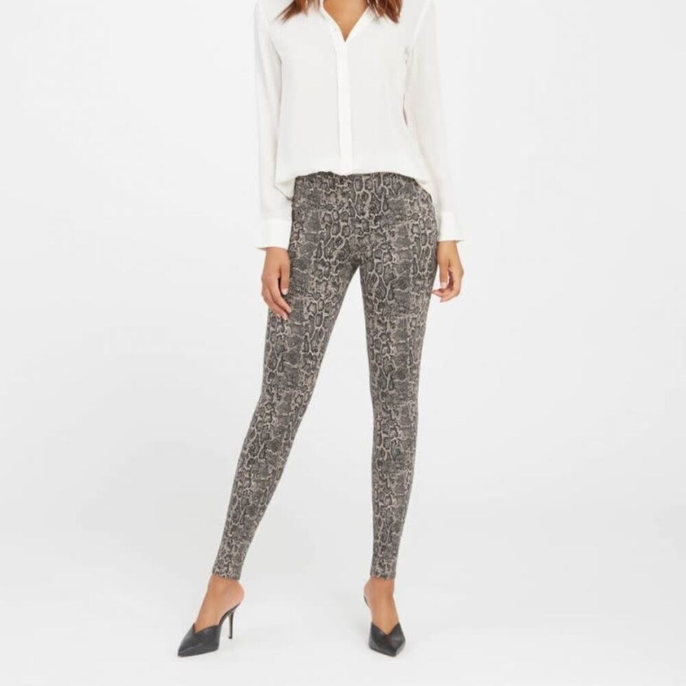 Spanx Jean-ish Snakeskin Print Ankle Leggings Size XS NWT
